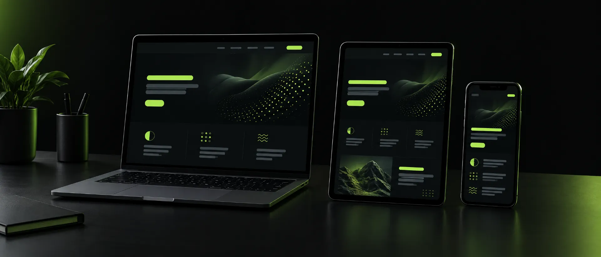 Webdesign i København: responsivt website vist på laptop, tablet og mobil